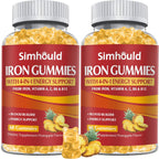 2 Pack Vegan 80MG Iron Supplement Gummies - Pineapple Flavor - Simhould