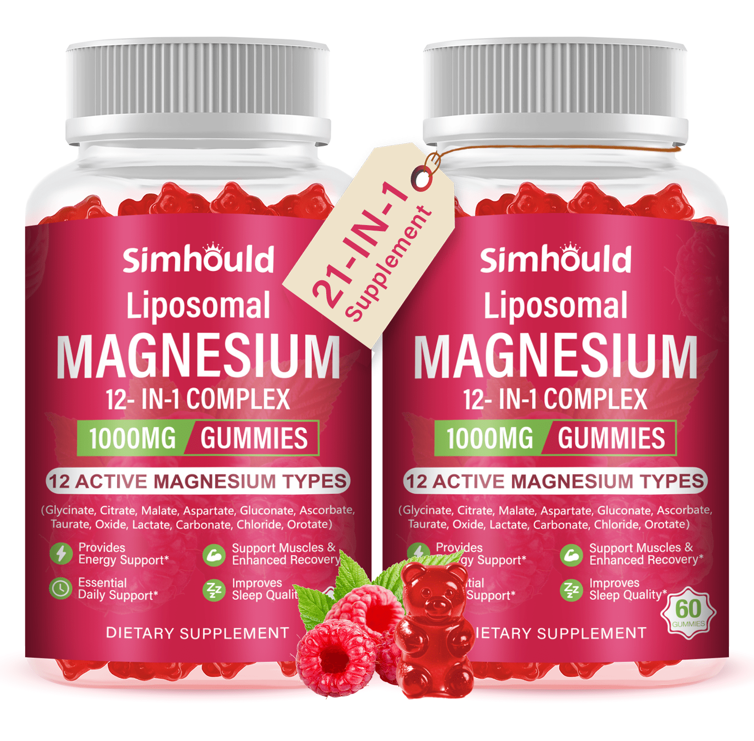 2 Packs Liposomal Magnesium Complex Gummies - Simhould