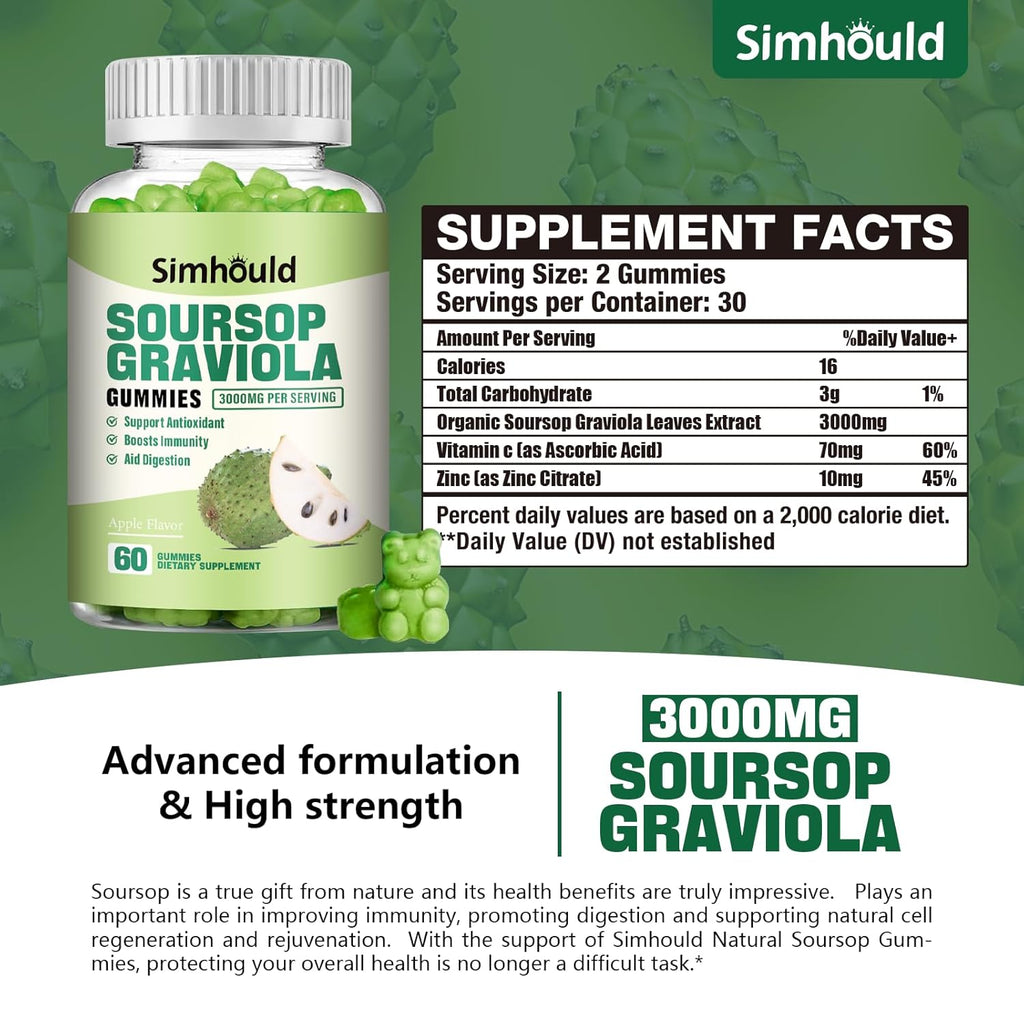 2 Pack Soursop Graviola Gummies - Simhould