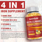 2 Pack Vegan 80MG Iron Supplement Gummies - Pineapple Flavor - Simhould